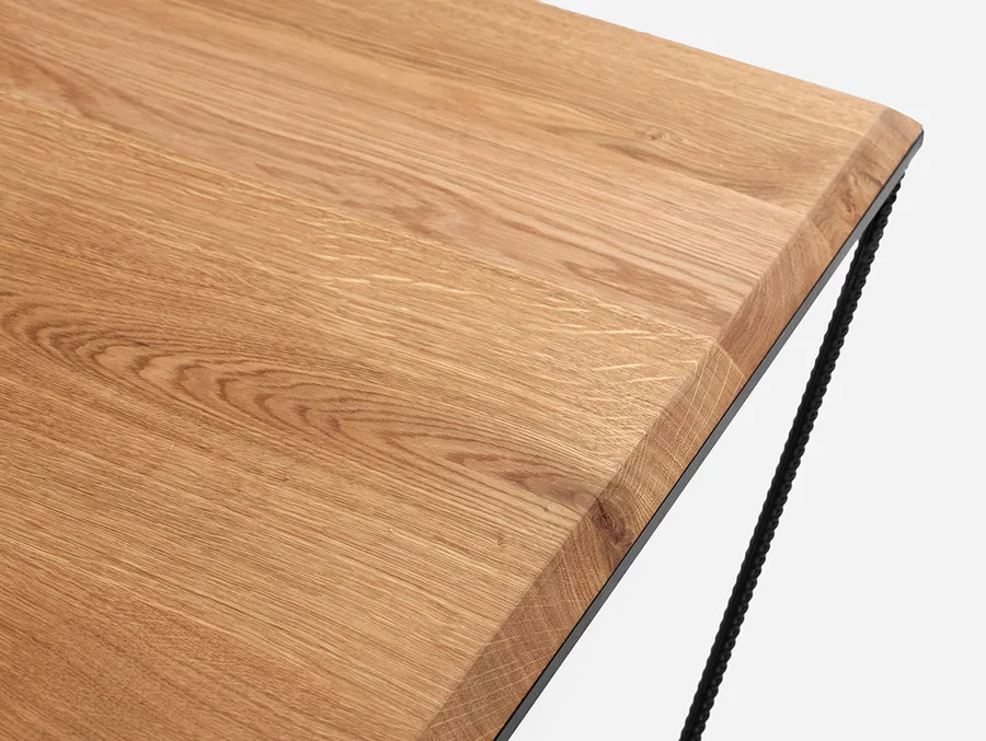 Stół kawowy DARYL SOLID WOOD 80 - naturalny/czarny