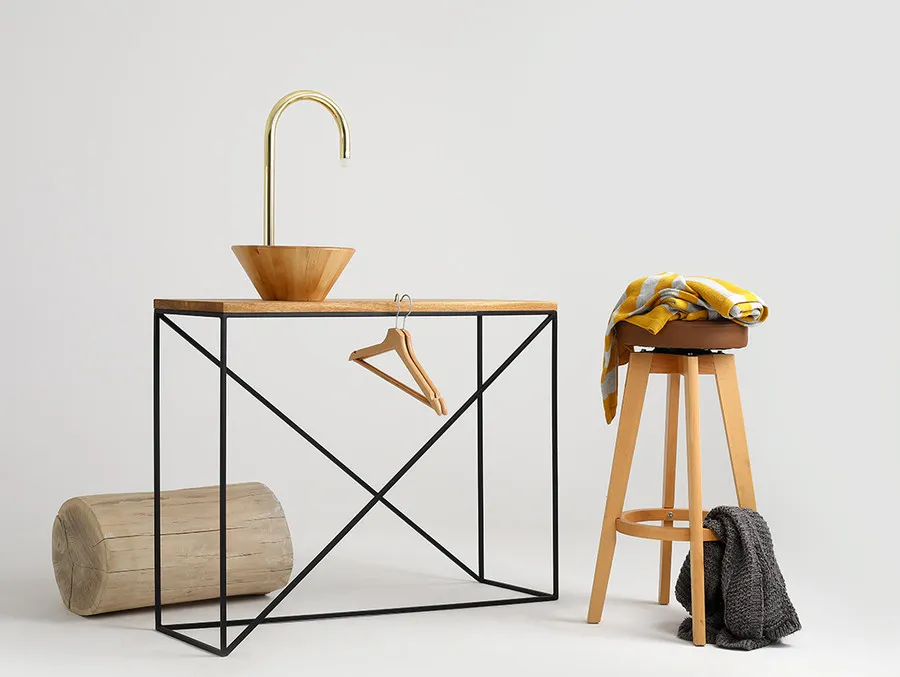Konsola MEMO SOLID WOOD 100 - naturalny/czarny