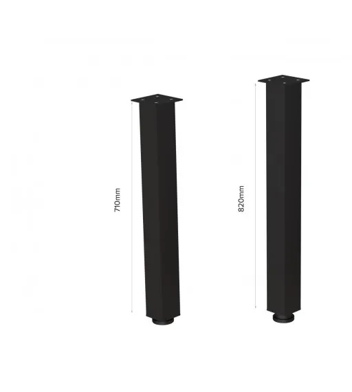 Noga meblowa kwadratowa 60x60 H820mm aluminium C-35 czarny anodowany mat