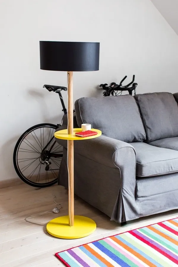 Lampa podłogowa UFO 45x150 cm - jasnoszary/czarny