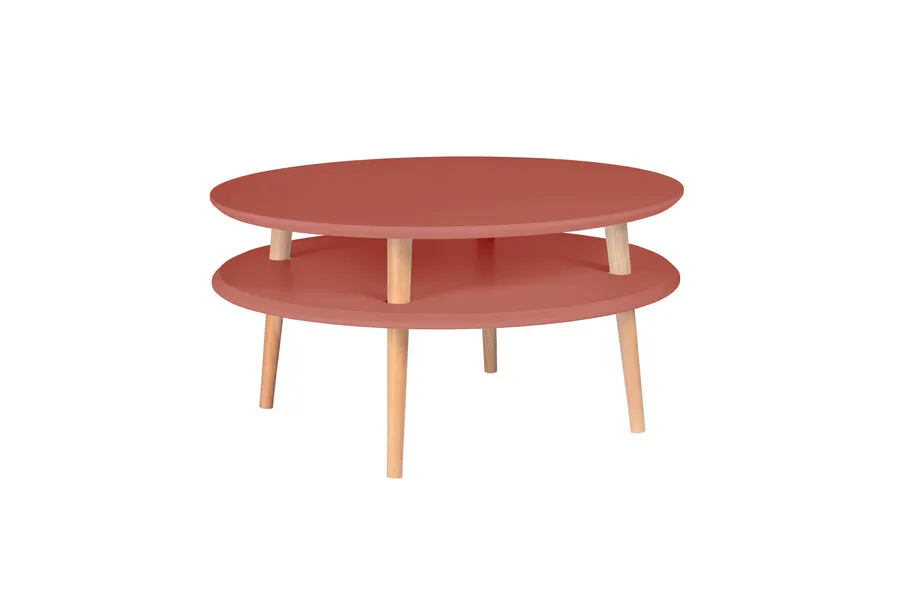 Stolik kawowy UFO 70x35/45 cm - ciemny koralowy