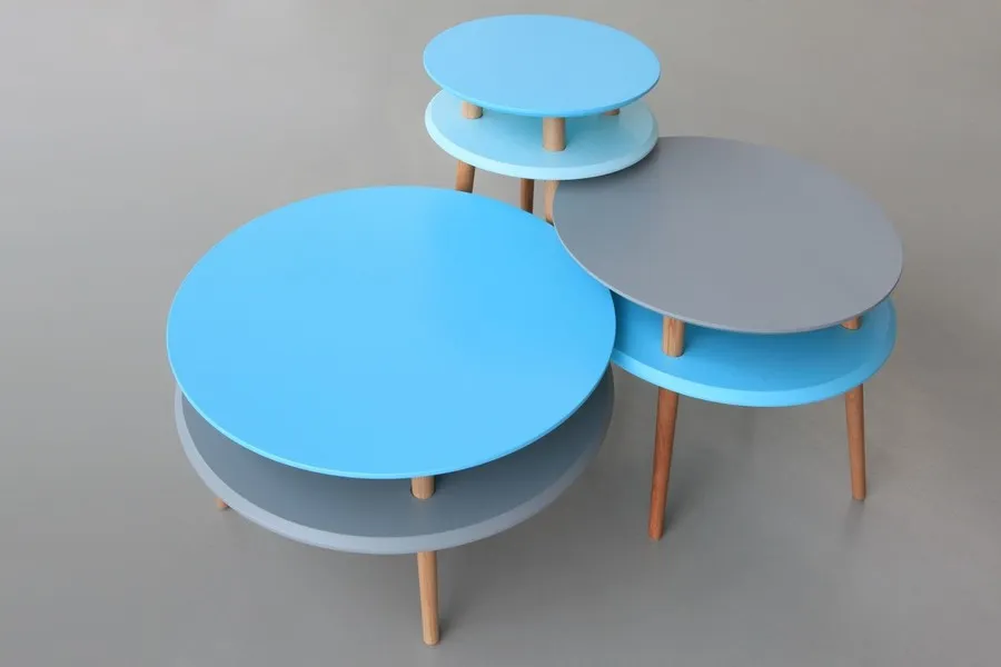 Stolik kawowy UFO 70x35/45 cm - ciemny koralowy