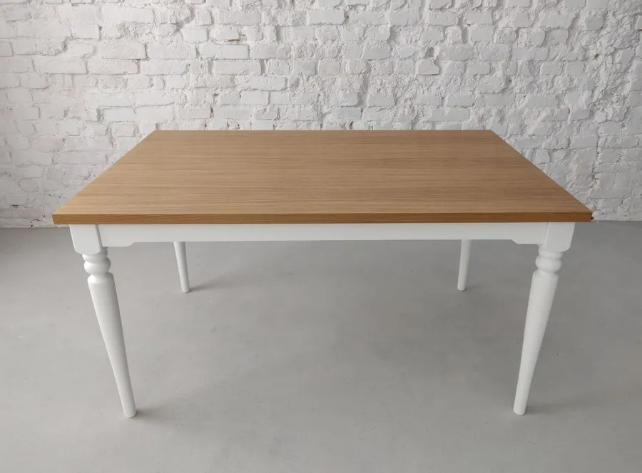 Dębowy stół jadalniany NATA 140x90 cm - biały