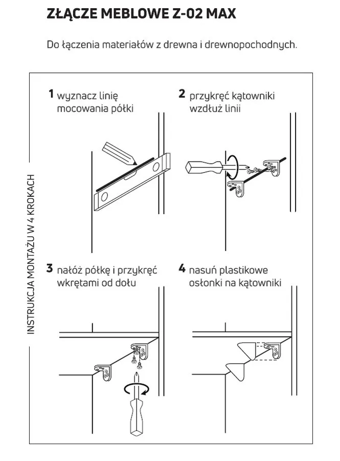 Złącze Meblowe Z-02 MAX Białe 8 Szt.