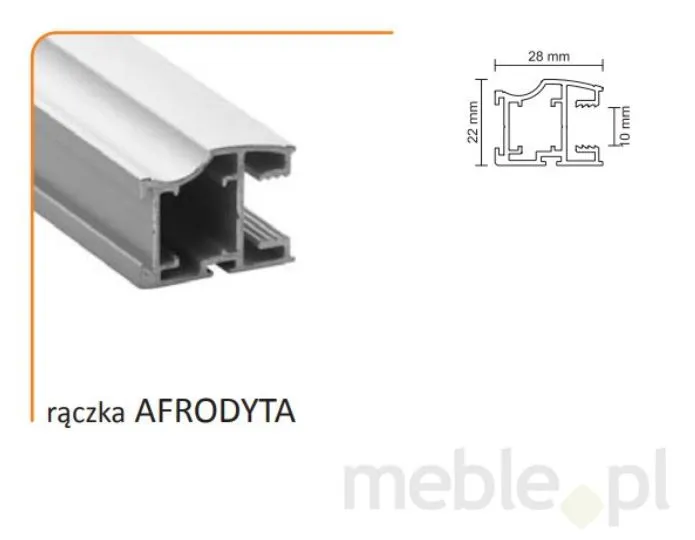 Rączka AFRODYTA 10/M do drzwi przesuwnych - czarny mat / dł. 270 cm