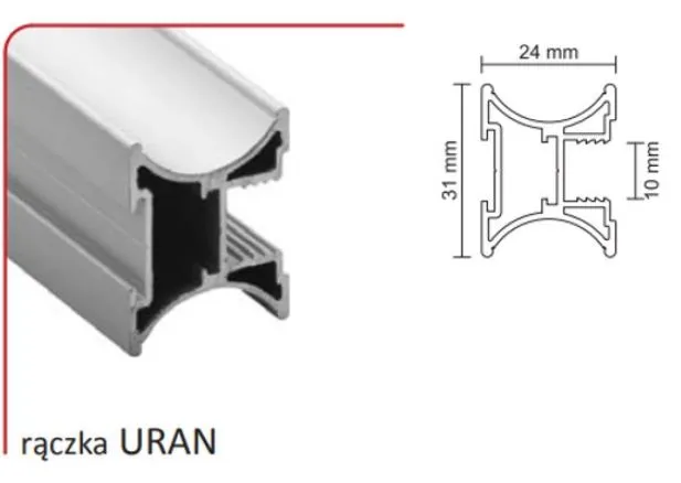 Rączka URAN 10/P do drzwi przesuwnych - czarny mat / dł. 270 cm