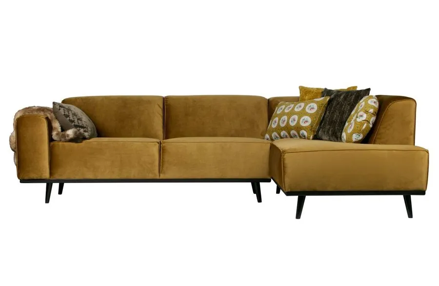 Sofa narożna STATEMENT prawa - velvet miodowy