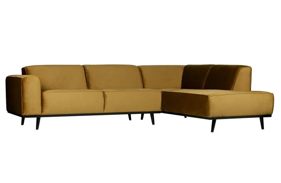 Sofa narożna STATEMENT prawa - velvet miodowy