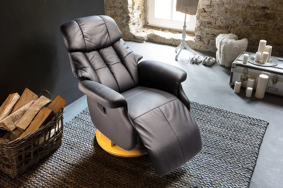 Fotel relax CALGARY COMFORT L - czarny/czarny
