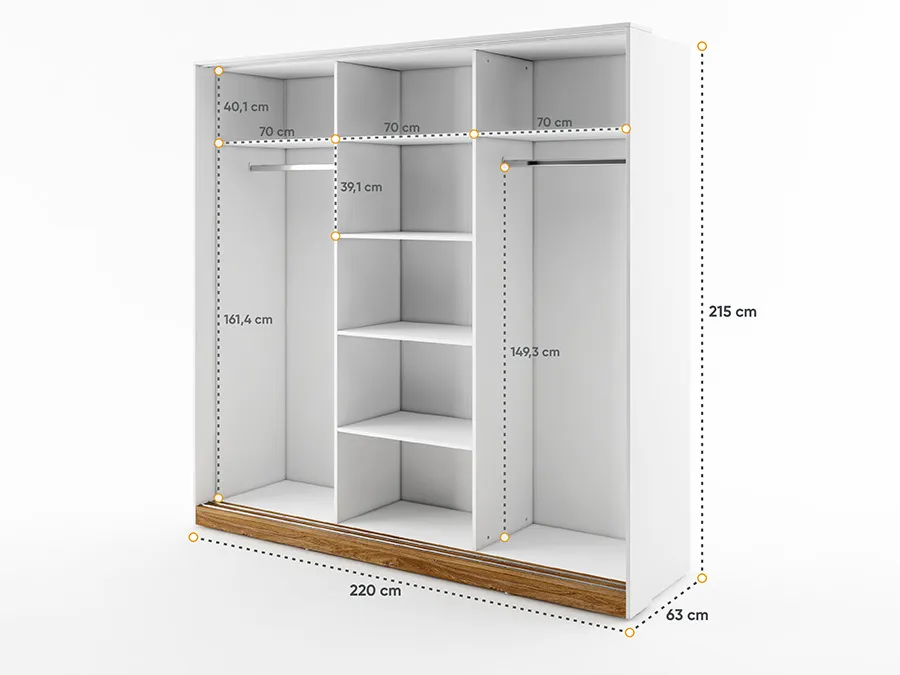 Szafa przesuwna DENTRO DT-01 - biały/dąb stirling