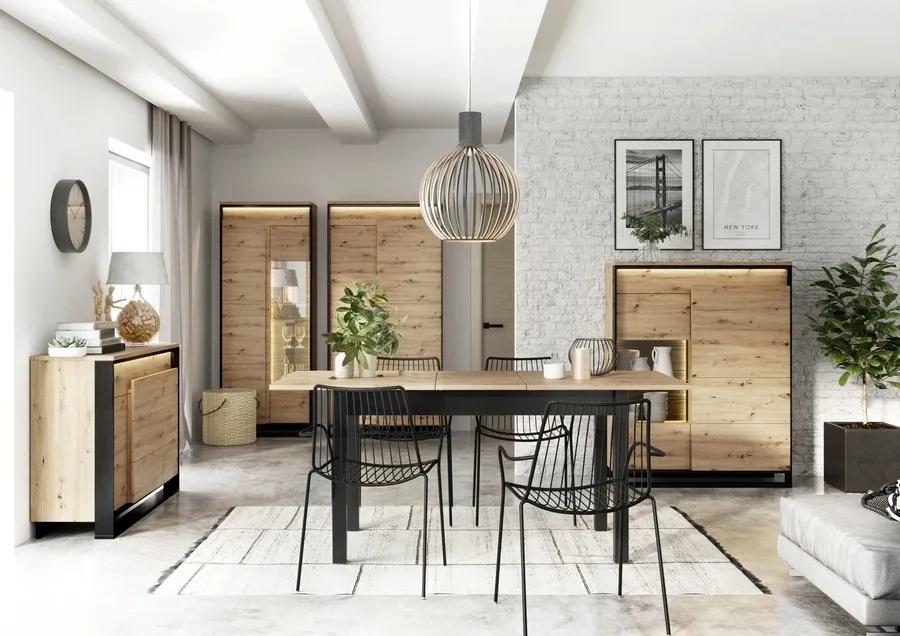 Komoda z oświetleniem QUANT QA-08 - dąb artisan/czarny