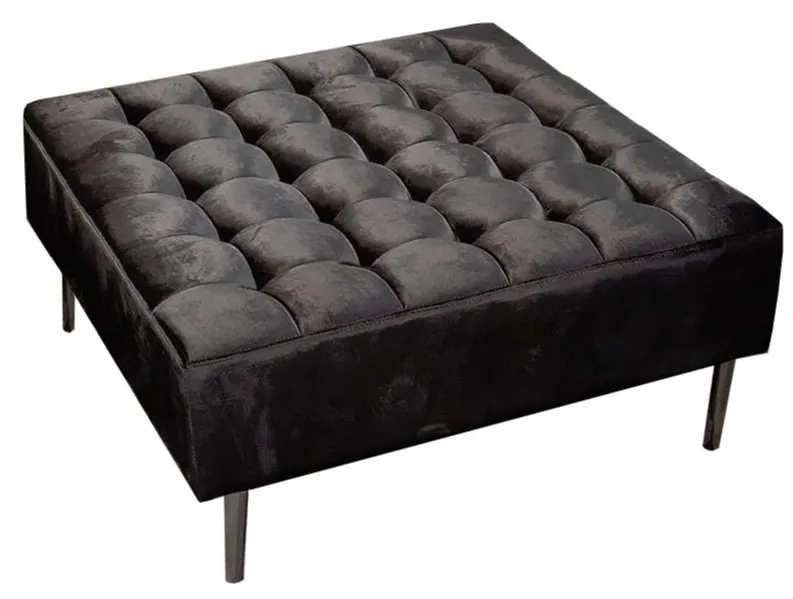 Pufa kwadratowa welurowa POUF001 - czarny