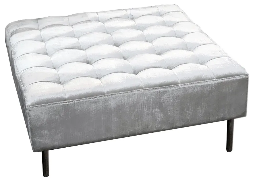 Pufa kwadratowa welurowa POUF001 - srebrny