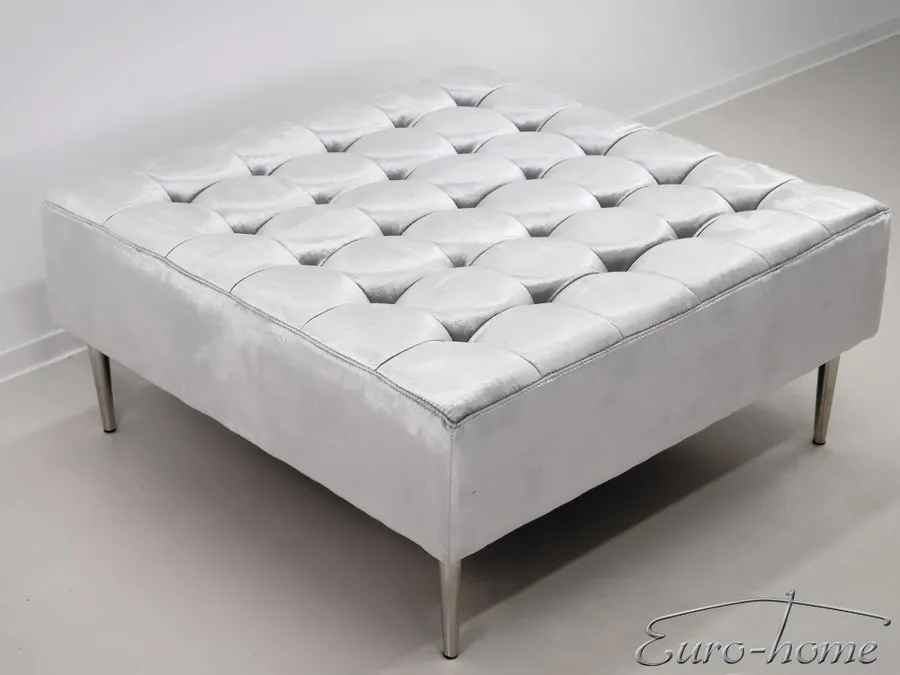 Pufa kwadratowa welurowa POUF001 - srebrny