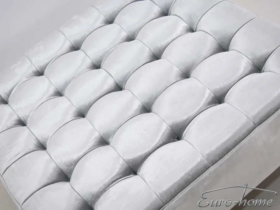 Pufa kwadratowa welurowa POUF001 - srebrny