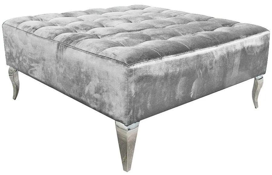 Pufa kwadratowa pikowana POUF002 - srebrny