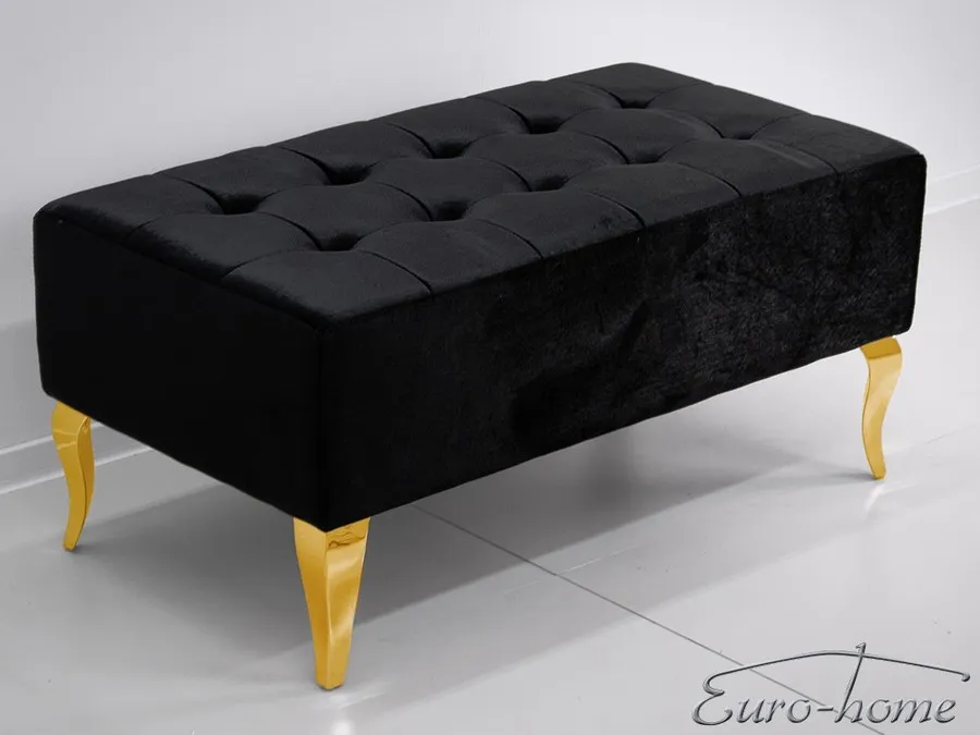 Pufa tapicerowana podłużna POUF008 - złoty/czarny