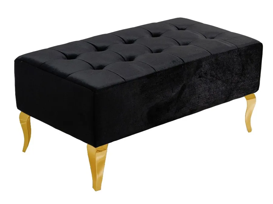 Pufa tapicerowana podłużna POUF008 - złoty/czarny