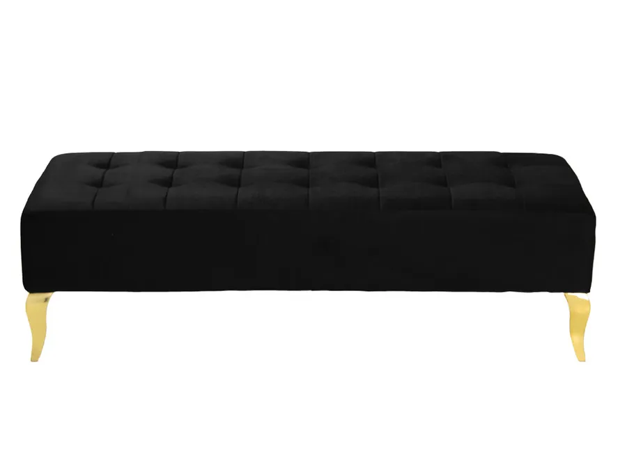 Pufa podłużna tapicerowana POUF006 - złoty/czarny