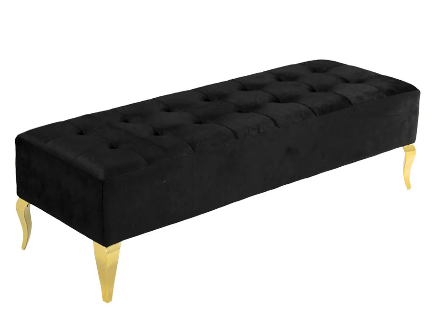 Pufa podłużna tapicerowana POUF006 - złoty/czarny