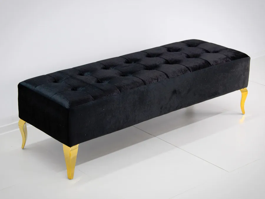 Pufa podłużna tapicerowana POUF006 - złoty/czarny