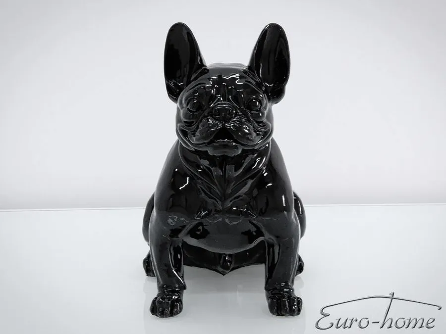 Figura siedzącego psa BULDOG FRANCUSKI A258 - czarny