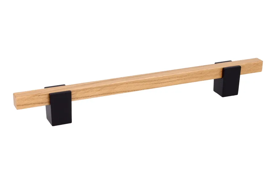 Uchwyt 2434 - drewno, metal czarny mat / rozstaw 192 mm
