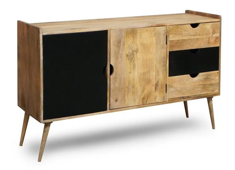 Komoda drewniana 3 szuflady OSLO - czarny