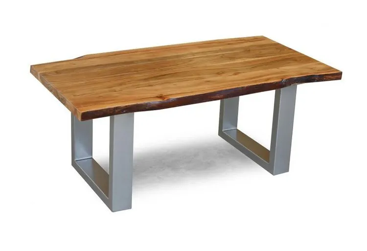 Stolik kawowy industrialny 110x60 - akacja naturalna/szary