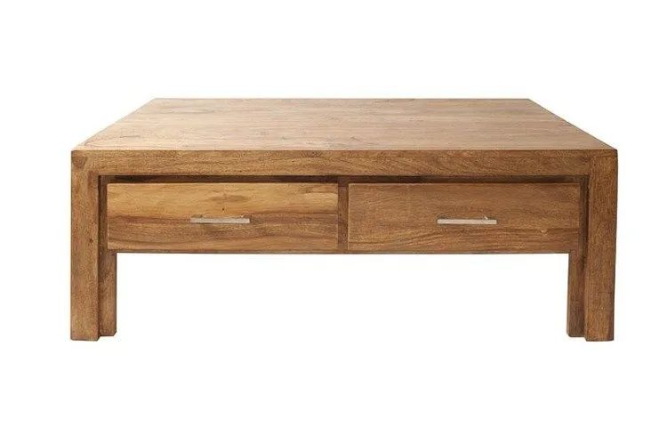 Stolik kawowy drewniany z dwiema szufladami MODENA - palisander teak