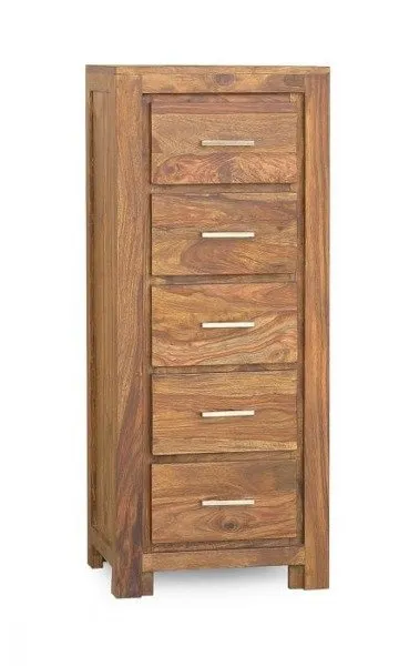 Komoda drewniana wysoka MODENA 5 szuflad - palisander miodowy