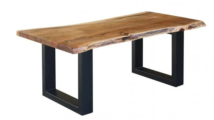 Stolik kawowy industrialny 110x60 - akacja naturalna/czarny