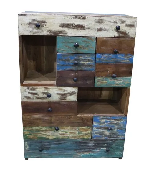 Komoda z drewna z odzysku RUSTIC VINTAGE 11 szuflad