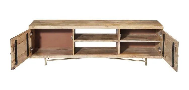 Szafka RTV drewniana 2-drzwiowa RING - mango naturalne