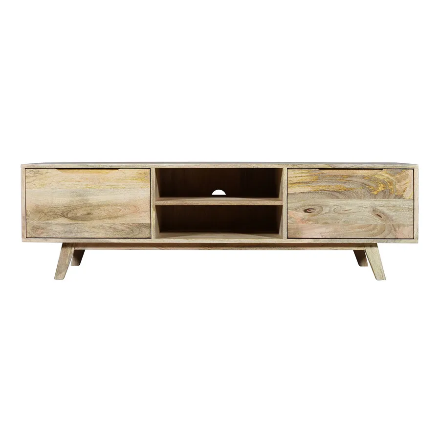 Szafka RTV drewniana z dwiema szufladami STOCKHOLM 150 cm - mango naturalne