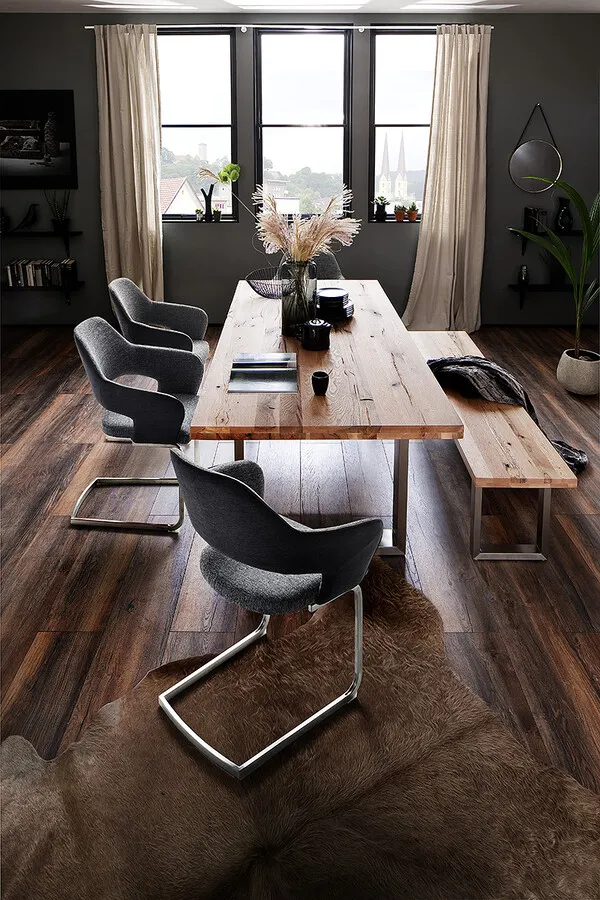 Ławka drewniana CASTELLO 220x40 - stal