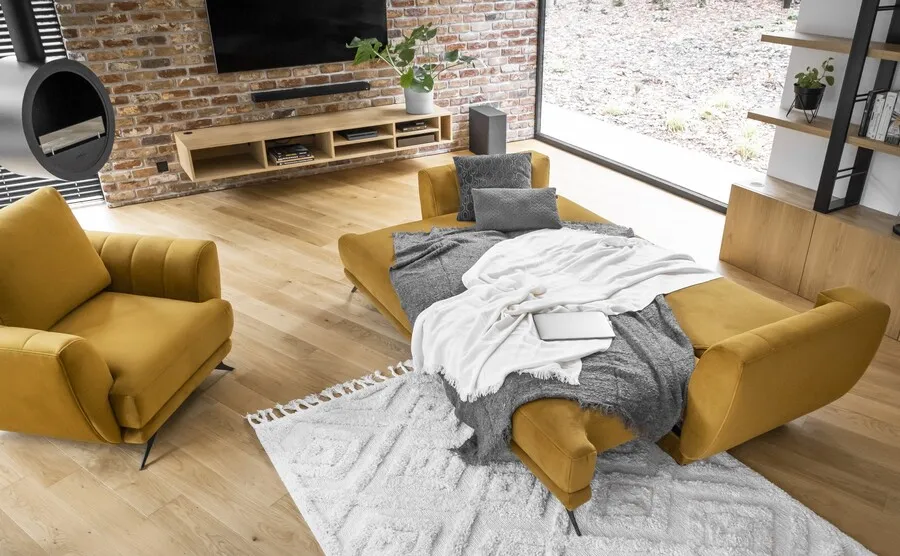 Sofa rozkładana z bokami MEGIS - tkanina Riviera 38