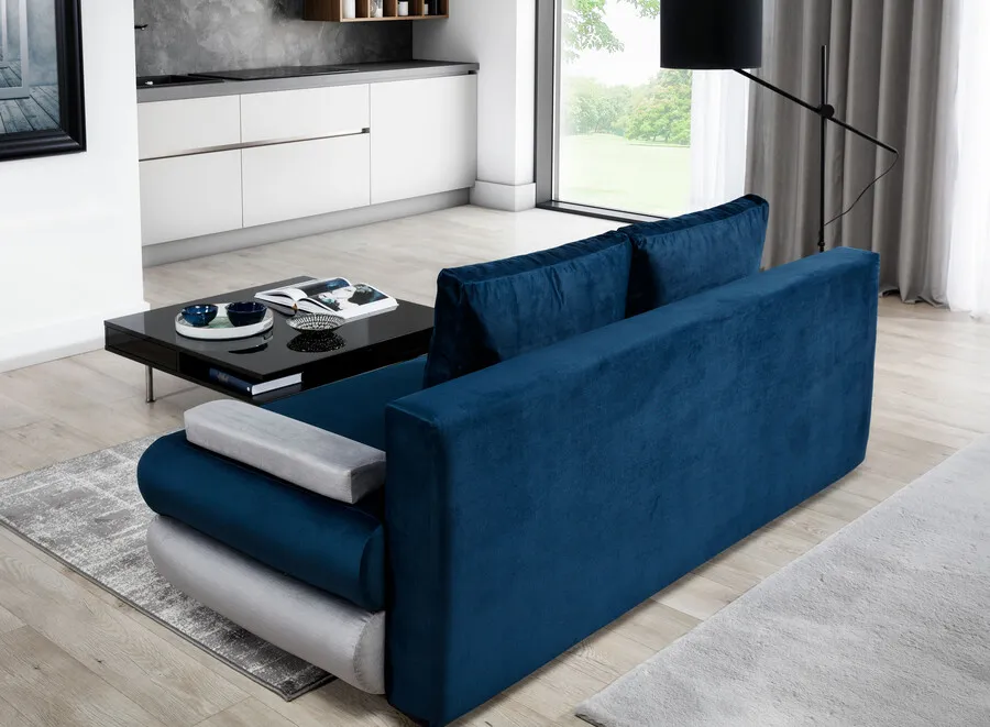 Sofa rozkładana MILO - tkanina Berlin 01/ekoskóra Soft 11