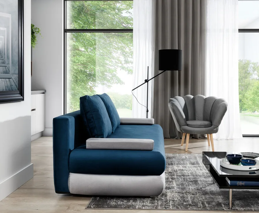 Sofa rozkładana MILO - tkanina Berlin 01/ekoskóra Soft 11