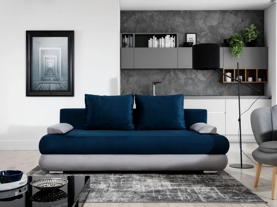 Sofa rozkładana MILO - tkanina Berlin 03/ekoskóra Soft 33