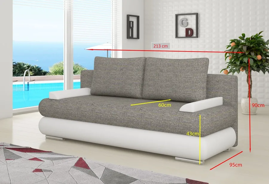 Sofa rozkładana MILO - tkanina Berlin 03/ekoskóra Soft 33