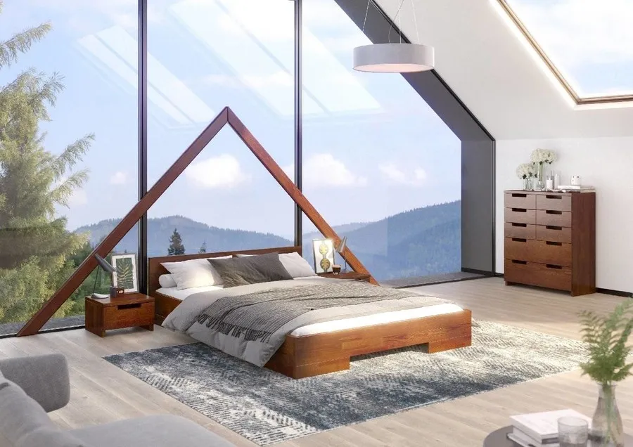 Łóżko drewniane sosnowe SPECTRUM Long 200x220 - palisander