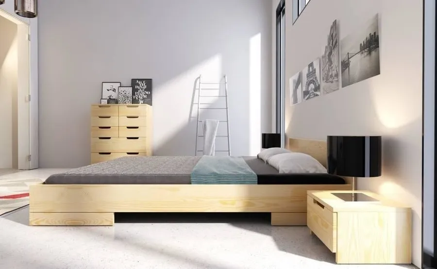 Łóżko drewniane sosnowe SPECTRUM Niskie 180x200 - palisander