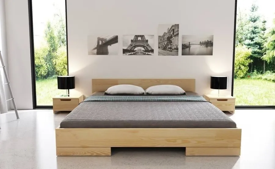 Łóżko drewniane sosnowe SPECTRUM Niskie 200x200 - naturalny