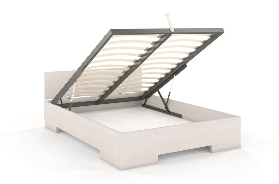 Łóżko drewniane bukowe ze skrzynią na pościel SPECTRUM Maxi&ST 120x200 - biały