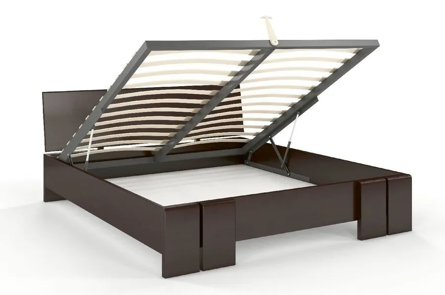 Łóżko drewniane bukowe ze skrzynią na pościel VESTRE Maxi&ST 140x200 - palisander