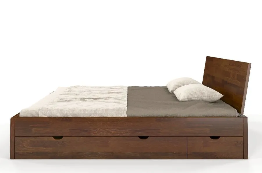 Łóżko drewniane sosnowe z szufladami VESTRE Maxi&DR 180x200 - orzech