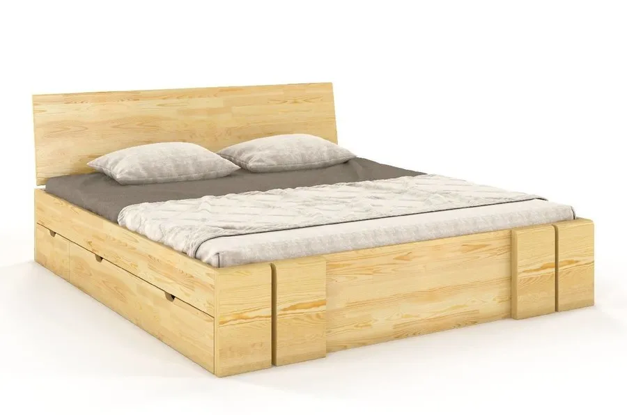 Łóżko drewniane sosnowe z szufladami VESTRE Maxi&DR 180x200 - naturalny