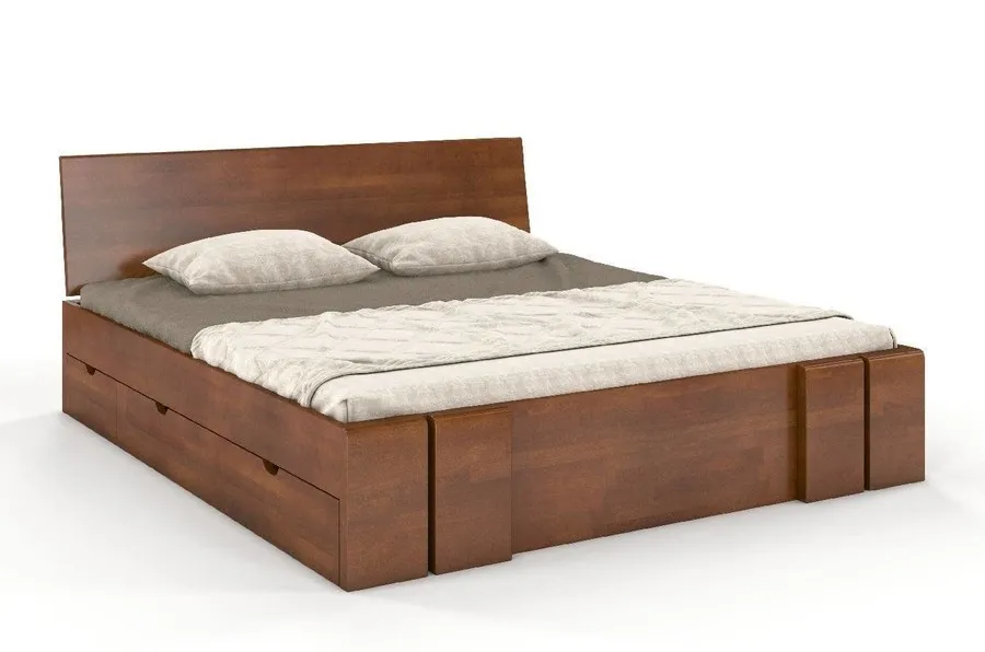 Łóżko drewniane bukowe z szufladami VESTRE Maxi&DR 180x200 - orzech