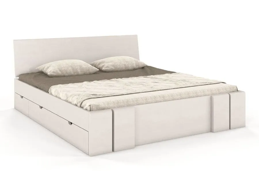 Łóżko drewniane bukowe z szufladami VESTRE Maxi&DR 160x20 - biały